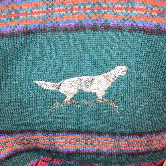 Vintage Woolrich Hunting Dog Embroidered Wool Winter Sweater Unisex Mens Large - Picture 5 of 9
